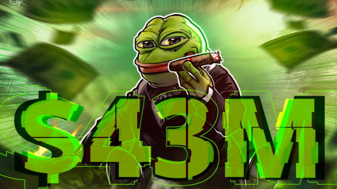 Crypto trader turns $2K PEPE into $43M, sells for $10M profit