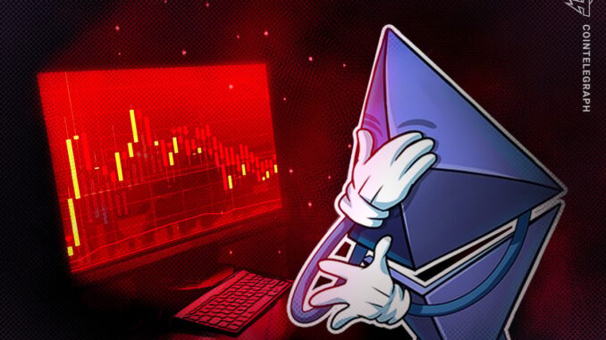 Crypto whale liquidated for $308M in leveraged Ether trade